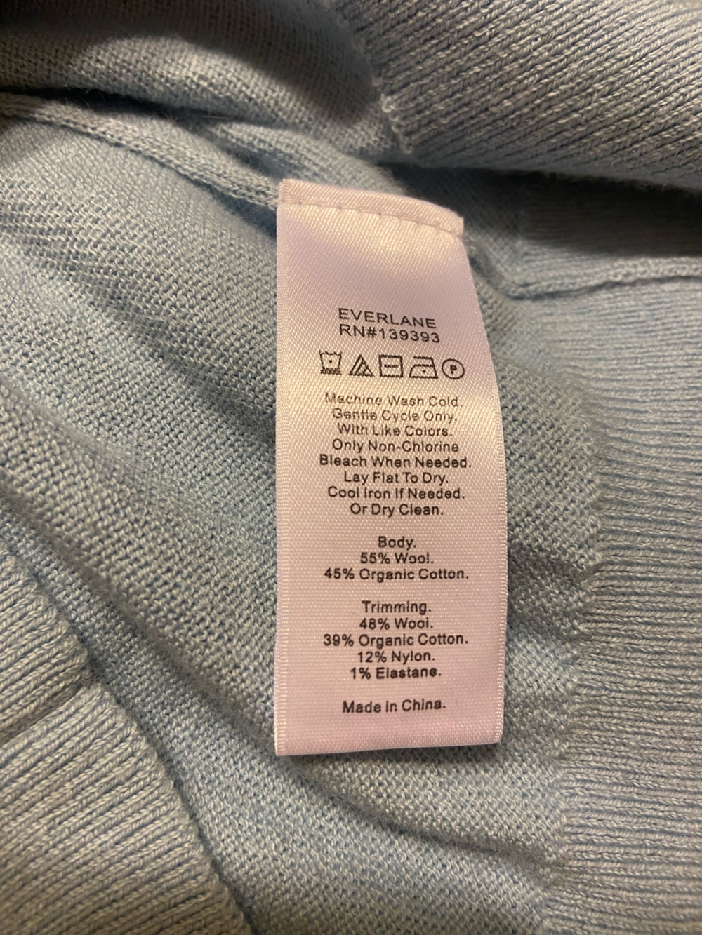 EVERLANE Sweater Vest Organic Cotton Wool Blend Sz M light Blue Button Up - Picture 5 of 6